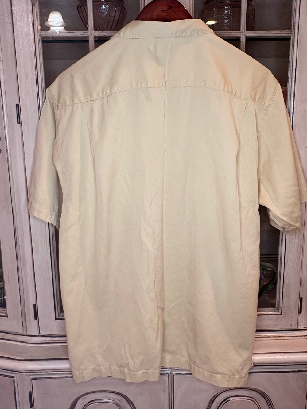 Tommy Bahama Pale Yellow Silk-Cotton blend Short Sleeve Shirt - Picture 4 of 7